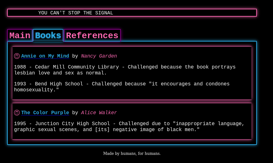 Screenshot of the main navigation bar and books sub section