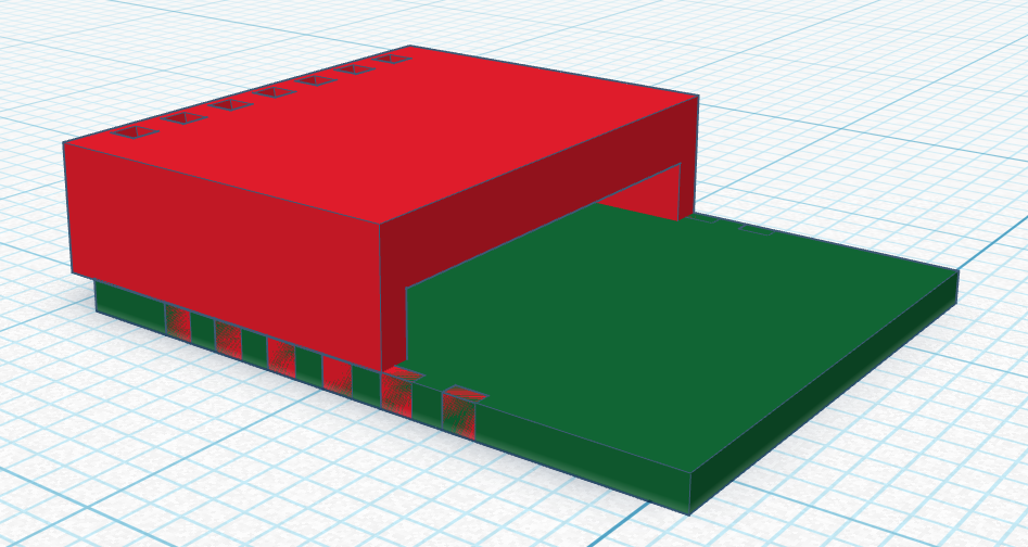 Screenshot from Tinkercad of a small 3d-printable component that fits over top of the ESP32C3